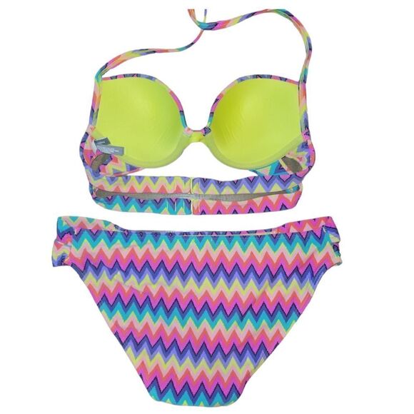 NWOT Aerie 2 Piece Bikini Brooke Swim Halter Top 32B Swim Bottoms L - Picture 5 of 9